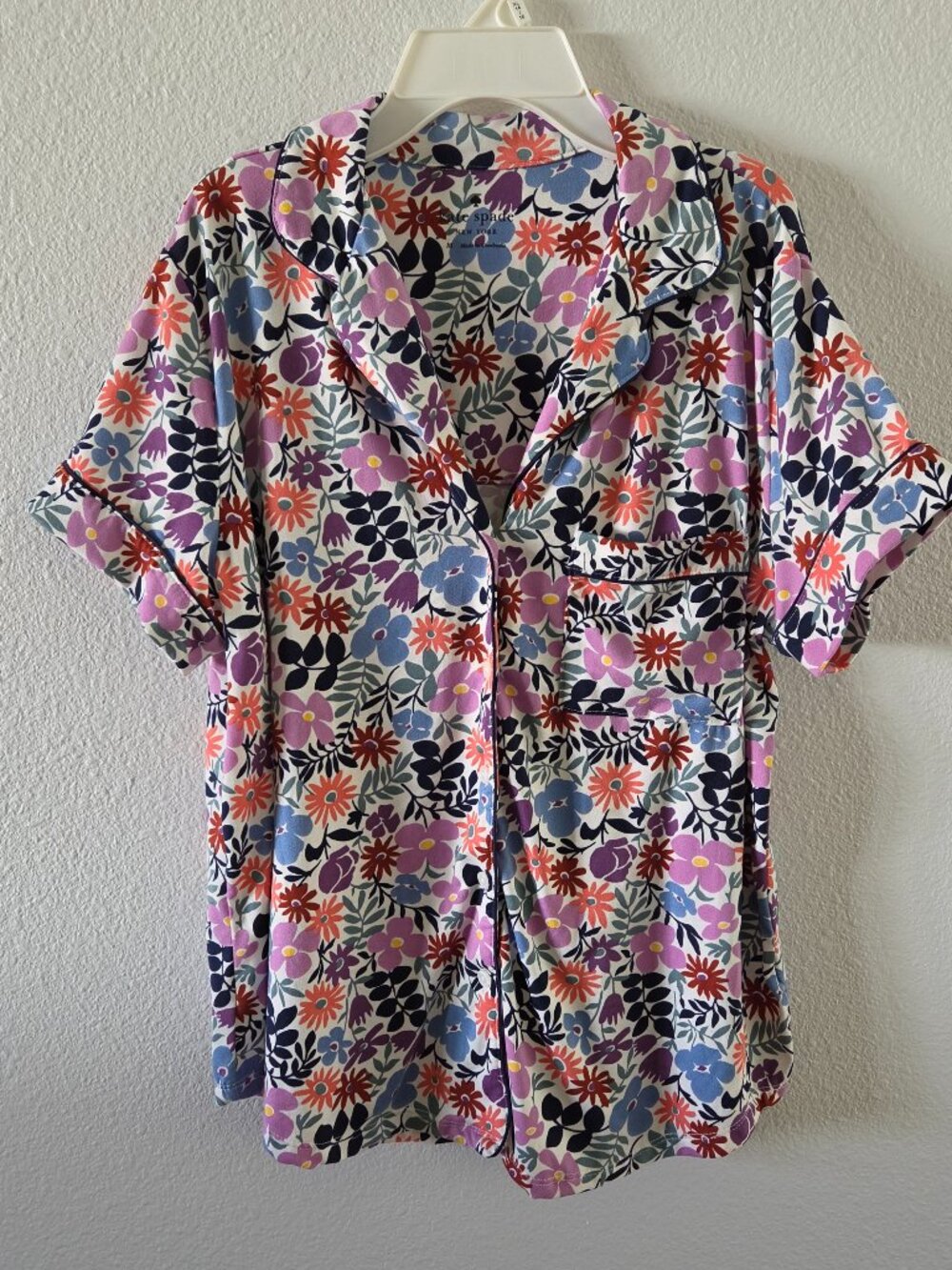 Kate Spade Floral Short Sleeve Pajama Top - Size M